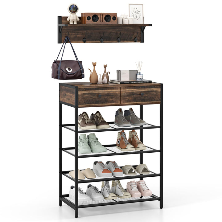 Giantex Coat Rack Shoe Stand Set