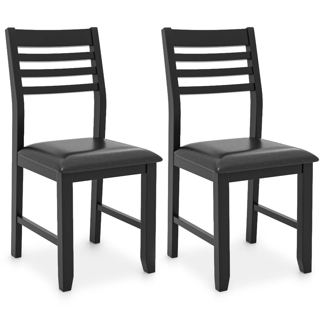 Giantex Dining Chairs Black, Faux Leather Upholstered Kitchen Chairs w/Padded Seat &amp; Ladder Back