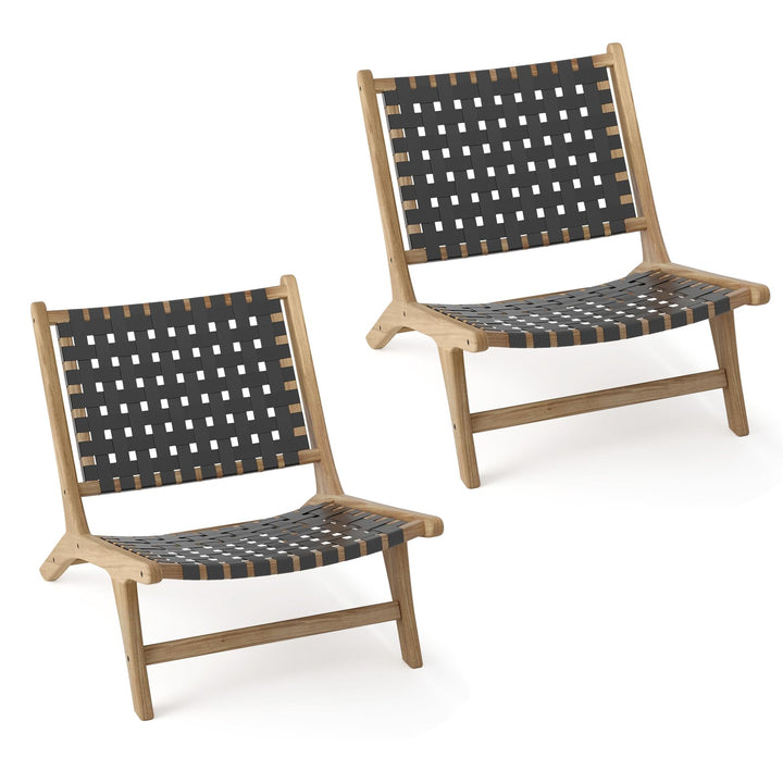 Giantex Woven Accent Chair Set of 1/2, Boho Mid Century Modern Armless Accent Chair w/Nylon Backrest &amp; Seat