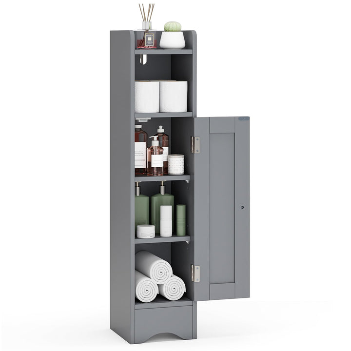 Giantex Small Bathroom Storage Cabinet Corner Floor Cabinet with Door &amp; Adjustable Shelves