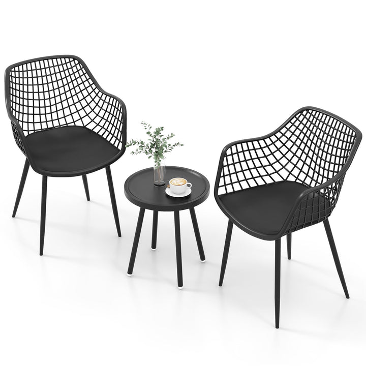 Giantex 3 Piece Patio Furniture Set, Outdoor Bistro Table and Chairs Set of 2, PP Seat &amp; Metal Legs