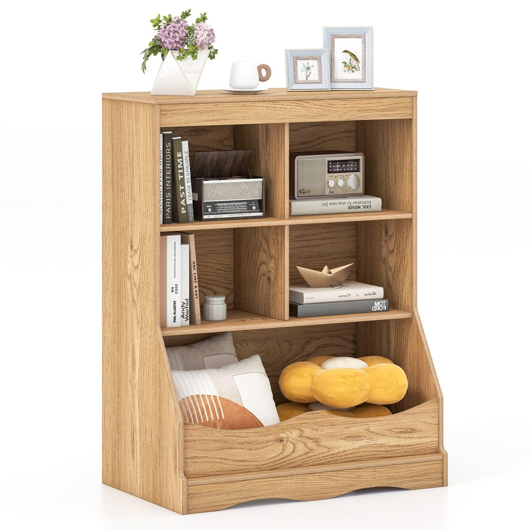Giantex Storage Cabinet, Small Bookshelf, Short Bookcase with 4 Open Storage Cube &amp; Bottom Compartment