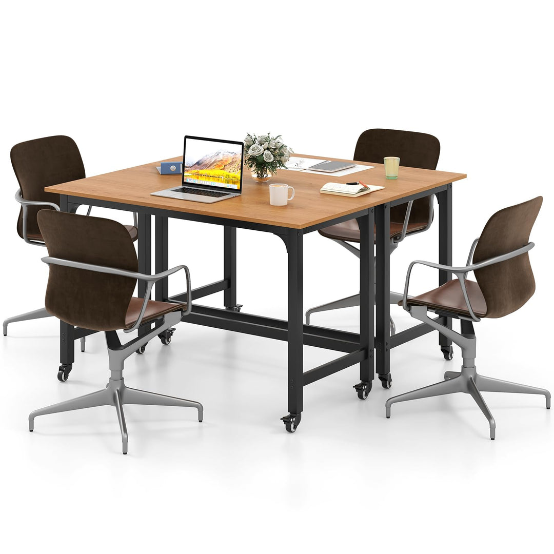 Giantex Conference Table, 48" Rectangular Mobile Meeting Room Desk with Removable Storage Bag &amp; 2 Hanging Hooks