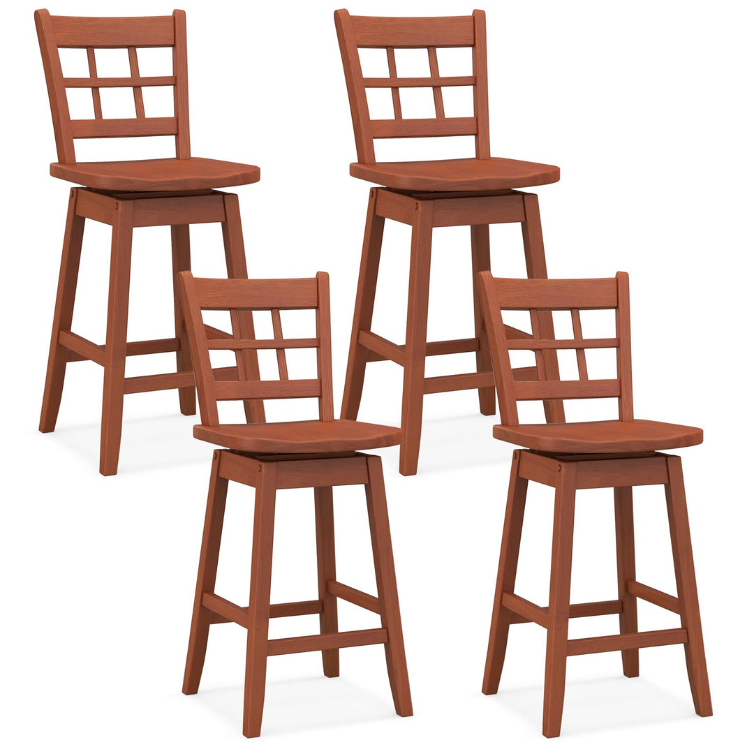 Giantex Bar Stools, Farmhouse Swivel Barstools with 6-Grid Hollow Back &amp; Ergonomic Contoured Seat