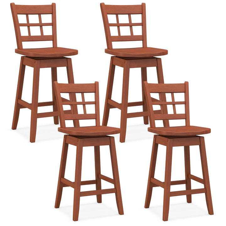 Giantex Bar Stools, Farmhouse Swivel Barstools with 6-Grid Hollow Back &amp; Ergonomic Contoured Seat