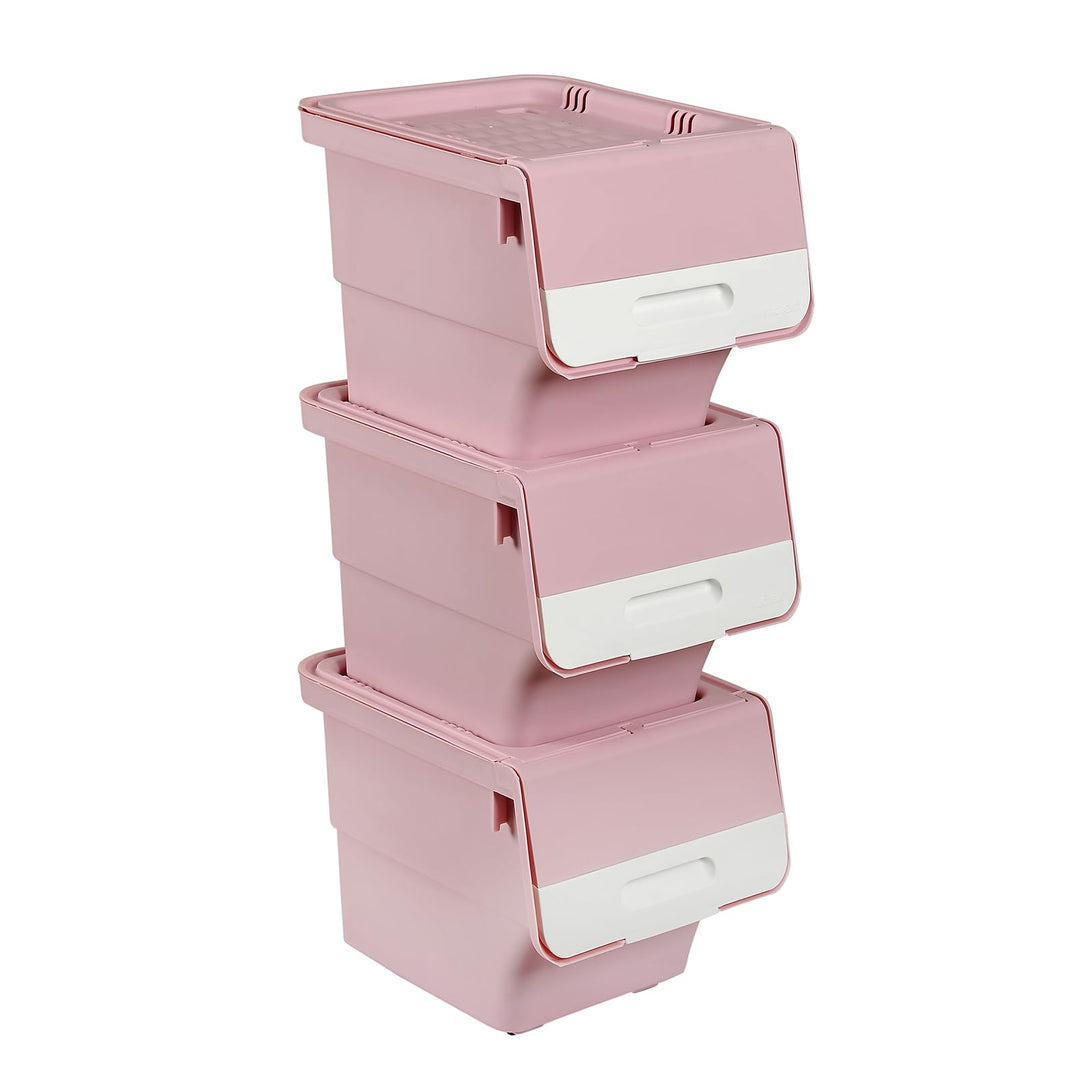 Giantex Plastic Stackable Storage Bins with Lids &amp; Wheels