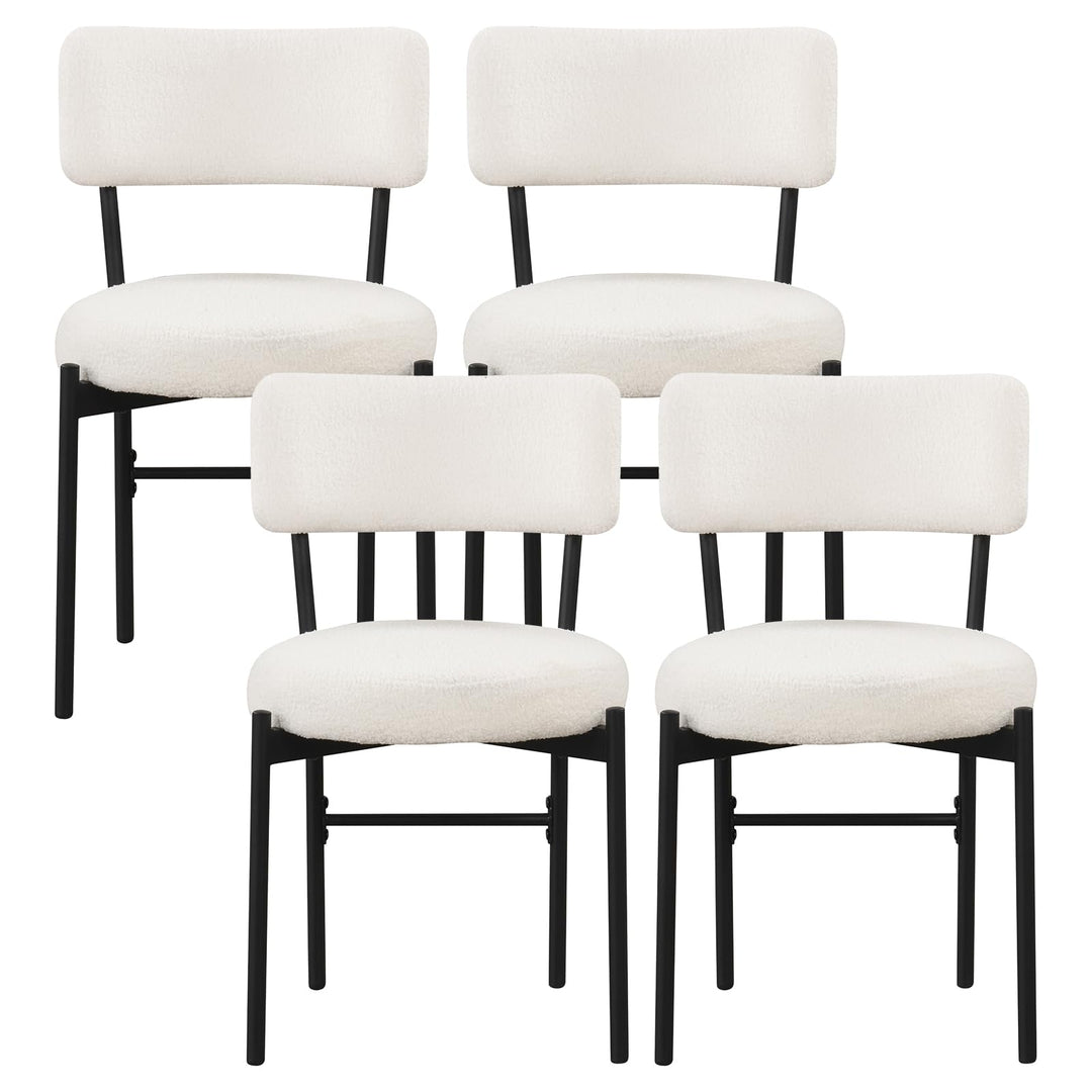 Giantex Boucle Dining Chairs Set of 2/4, Sherpa Upholstered Kitchen Chairs w/Curved Backrest, Padded Seat &amp; Metal Legs