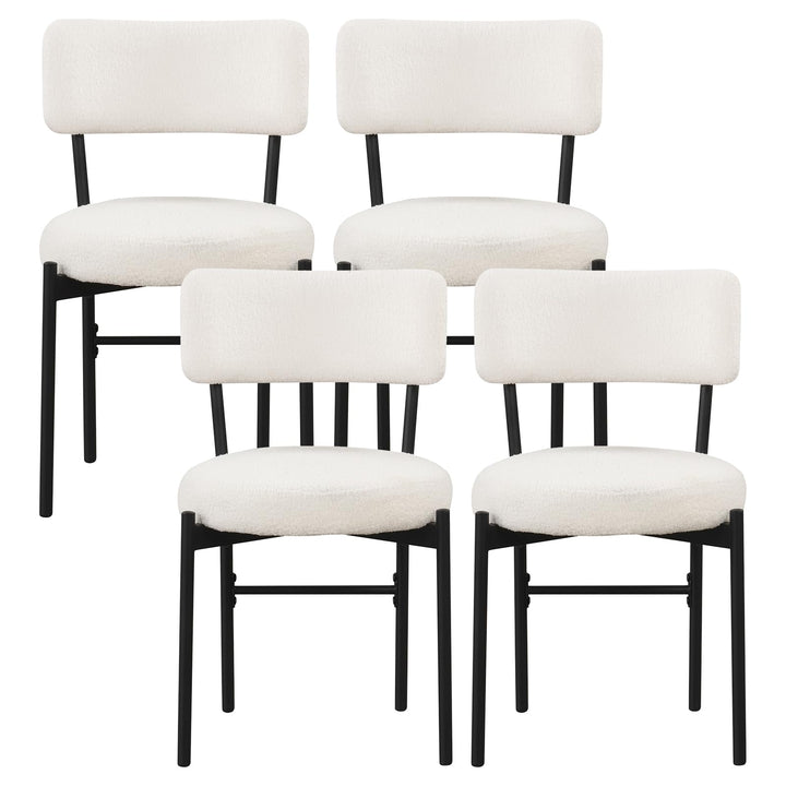 Giantex Boucle Dining Chairs Set of 2/4, Sherpa Upholstered Kitchen Chairs w/Curved Backrest, Padded Seat &amp; Metal Legs