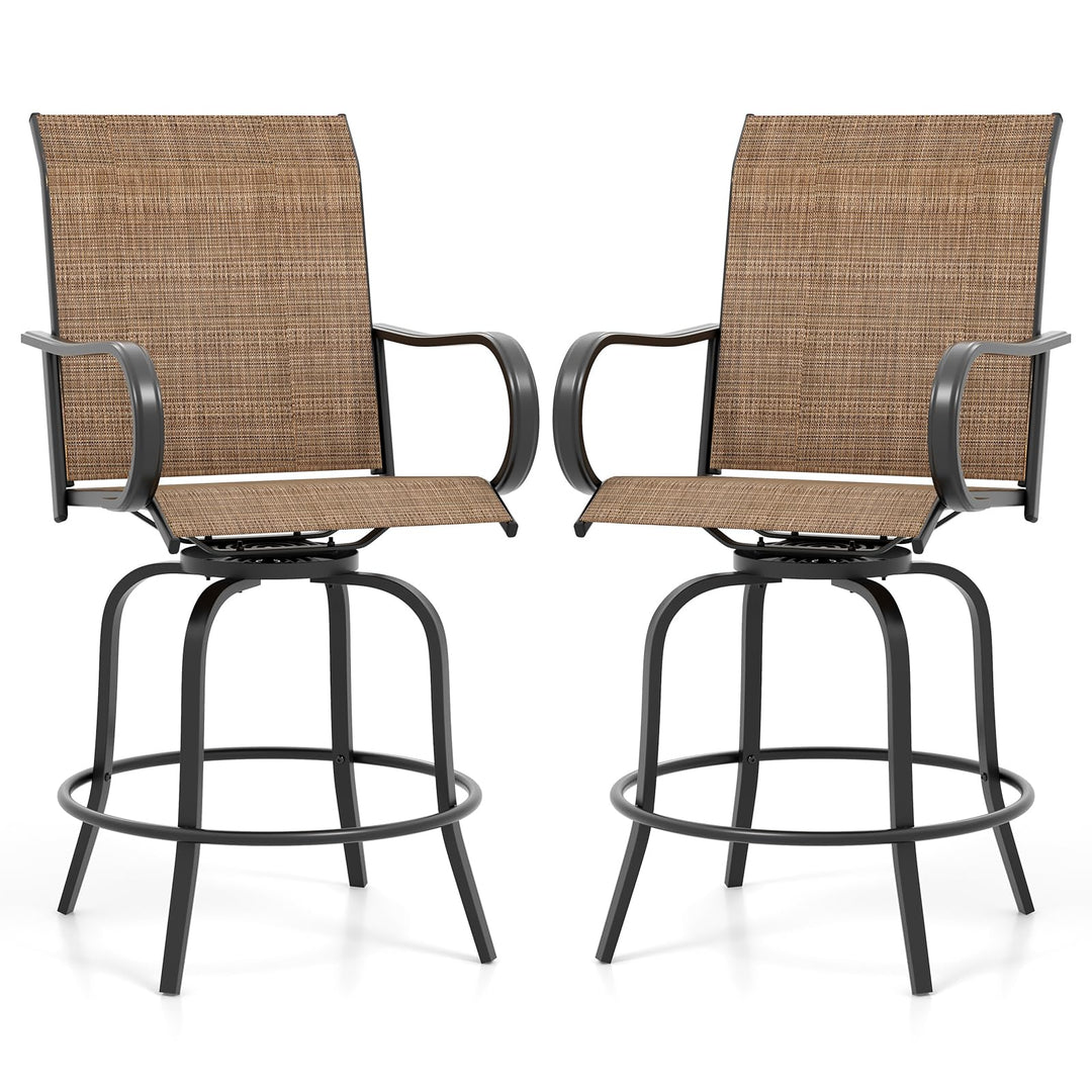 Giantex Swivel Outdoor Bar Stools, All-Weather Bar Height Patio Chairs