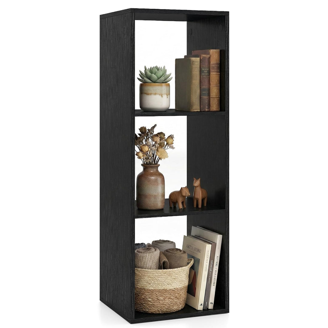 Giantex 3-Cube Bookcase, White Cubby Bookshelf w/Back Guardrail &amp; Anti-Tipping Kits