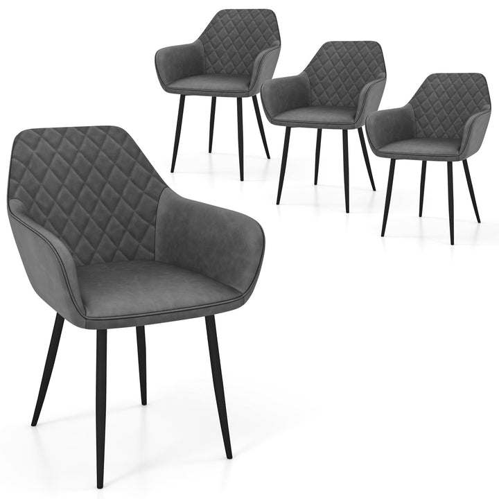 Giantex Mid Century Modern Dining Chairs Set of 2/4, Upholstered Accent Chairs w/Curved Backrest, Wide Seat &amp; Armrests