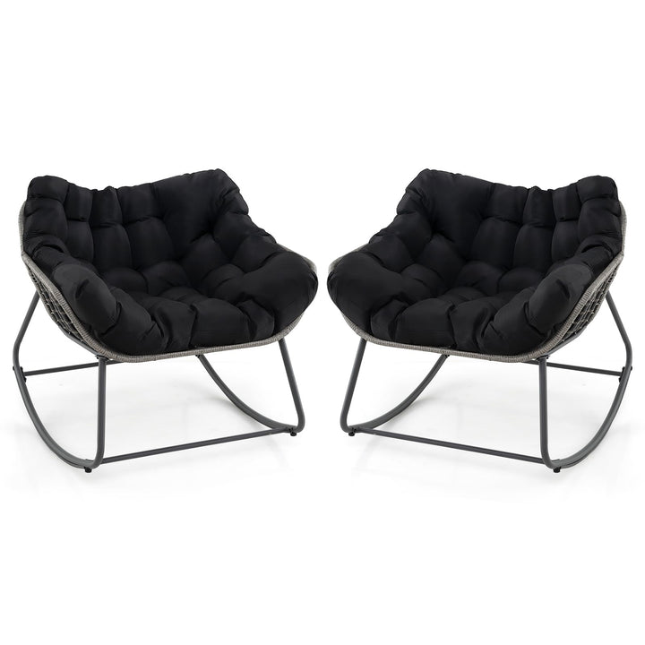 Giantex Outdoor Rocking Chair with Padded Cushion, Oversized Papasan Chair
