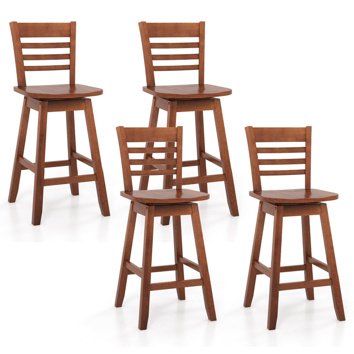 Giantex Wood Bar Stools, Swivel Counter Height Bar Stools with Slatted Hollow Back &amp; Ergonomic Contoured Seat