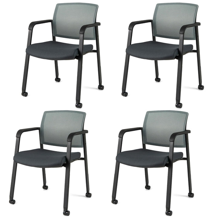 Giantex Waiting Room Chair Set, Rolling Office Desk Chairs with PU Wheels (2 / 4 / 6 / 8 / 10 / 12 Pack Options)