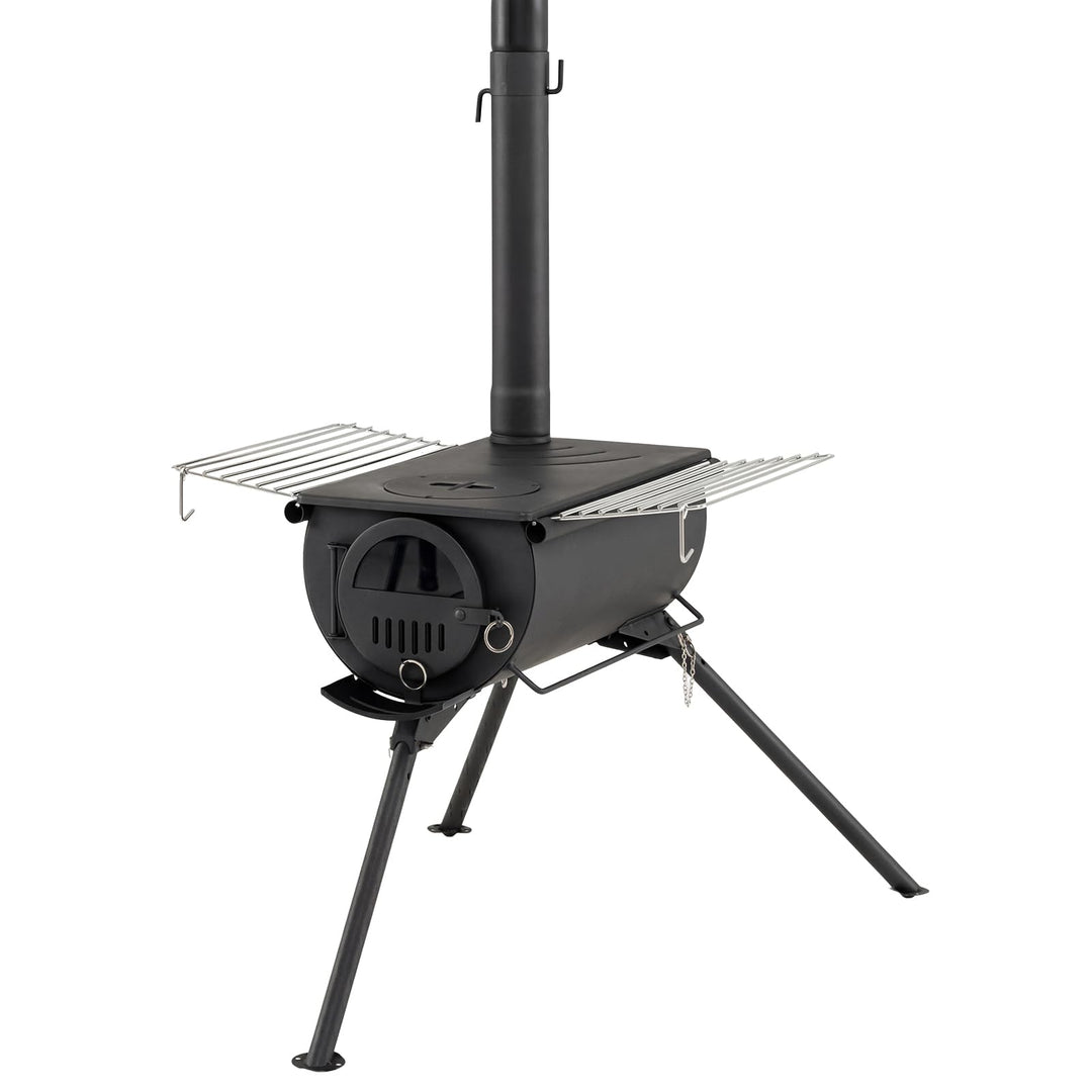Giantex Hot Tent Stove Portable Wood Burning Stove w/ 5 Chimney Pipes