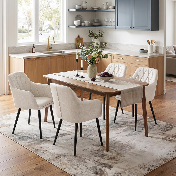 Giantex Dining Chairs Set with Curved Back &amp; Wide Seat