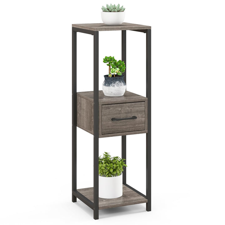Giantex 3 Tier Tall Plant Stand Indoor, 36 Inch Corner Plant Holder with Drawer &amp; Metal Frame