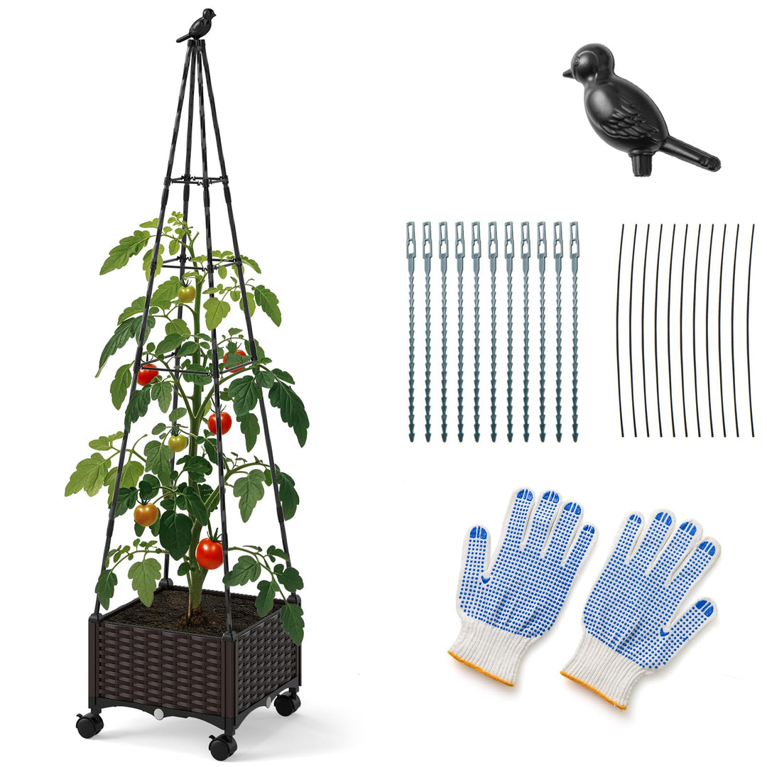Giantex Raised Garden Bed with Wheels &amp; Tomato Cage