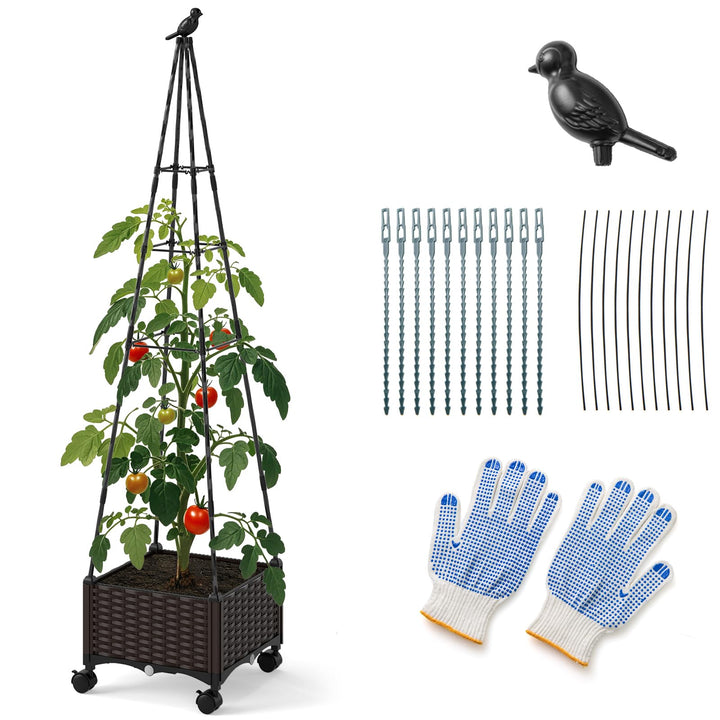 Giantex Raised Garden Bed with Wheels &amp; Tomato Cage