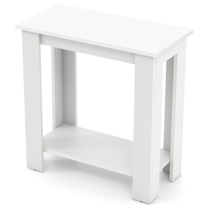 Giantex 2-Tier End Table White, Modern Side Table with Storage Shelf (1/2)