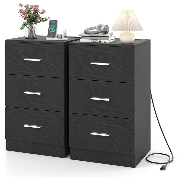 Giantex Night Stand with Charging Station - 26’’ Tall Side End Table