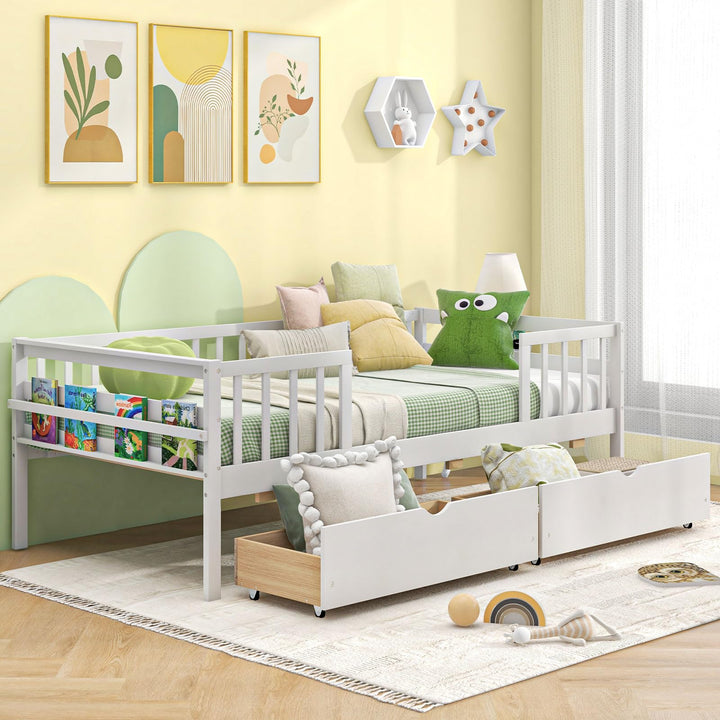 Giantex Twin Daybed with Drawers, Wooden Twin Bed Frame with Side Storage &amp; Slats Support