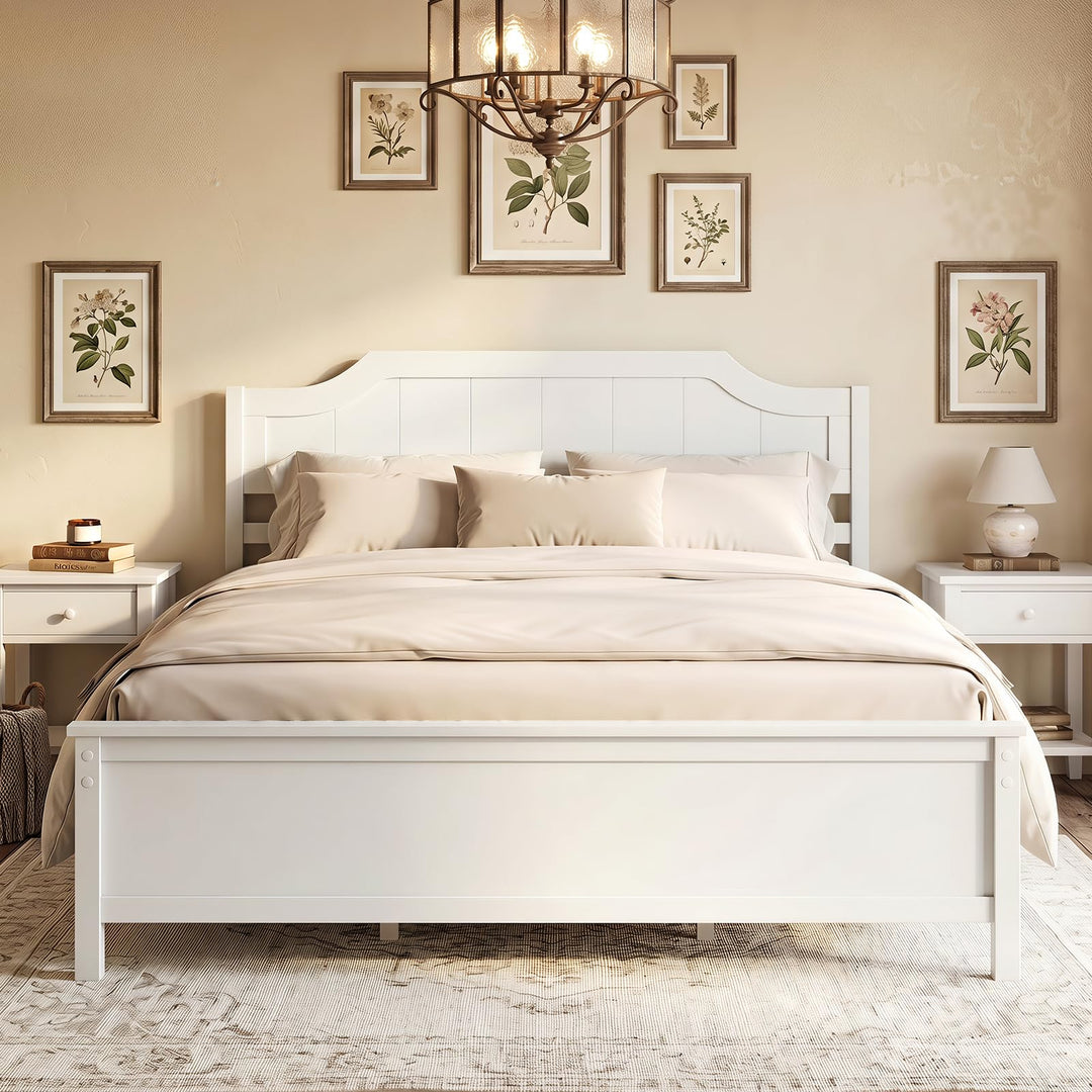 Giantex Queen/Twin/King/Full Size Wooden Bed Frame with Headboard