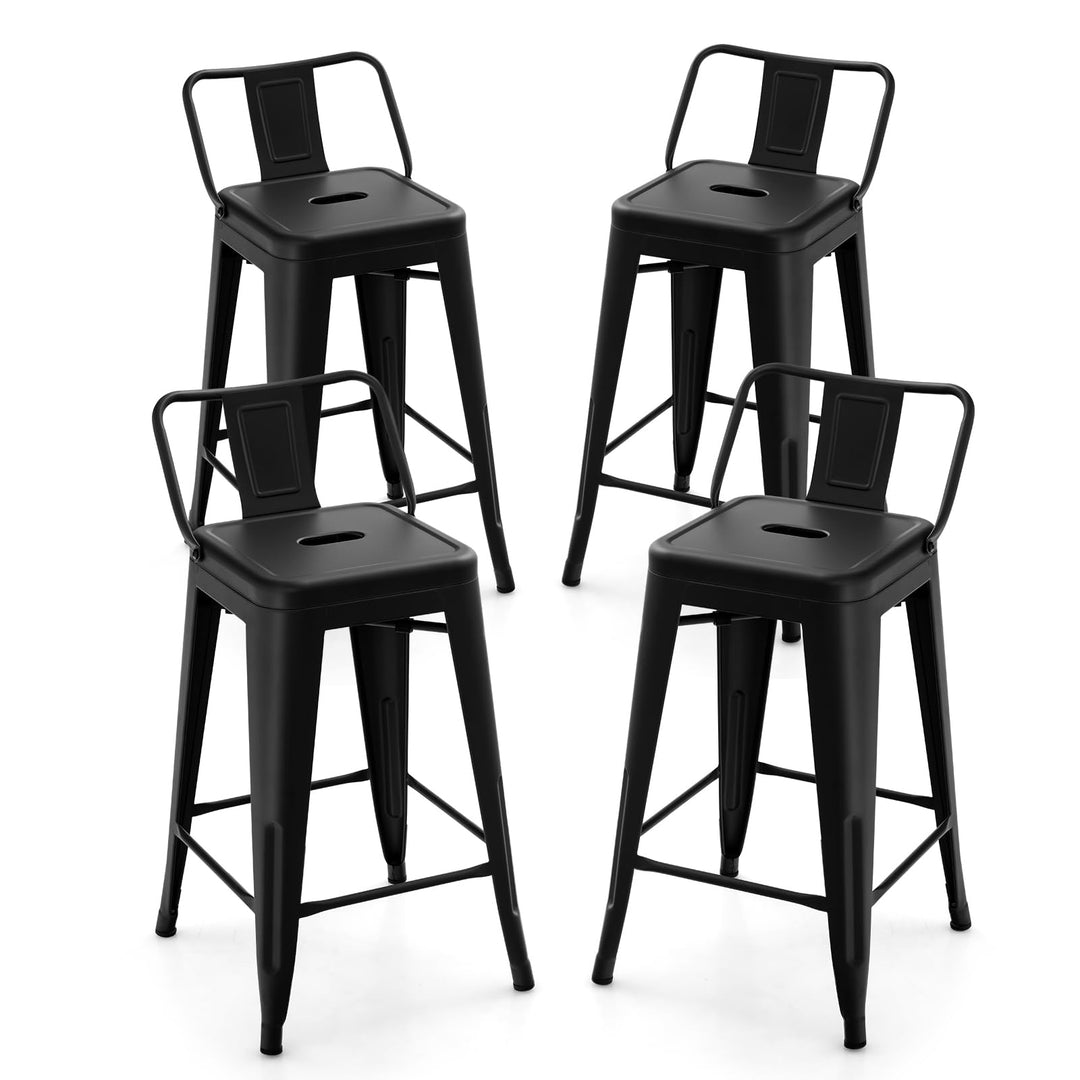 Giantex Metal Bar Stools Set of 4, 24" Counter Height Modern Industrial Barstools w/Removable Bucket Back &amp; Footrest