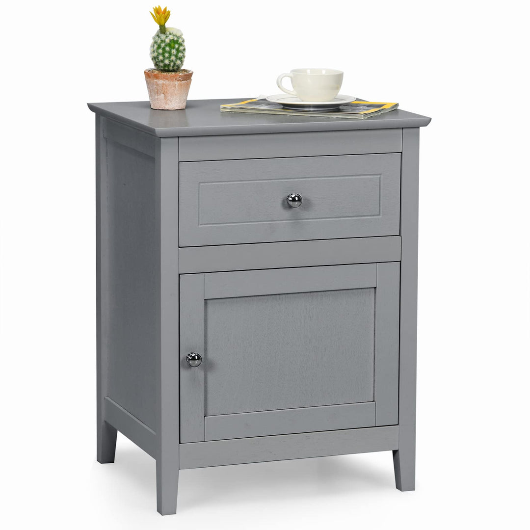 Wooden End Table W/Shelf - Giantex
