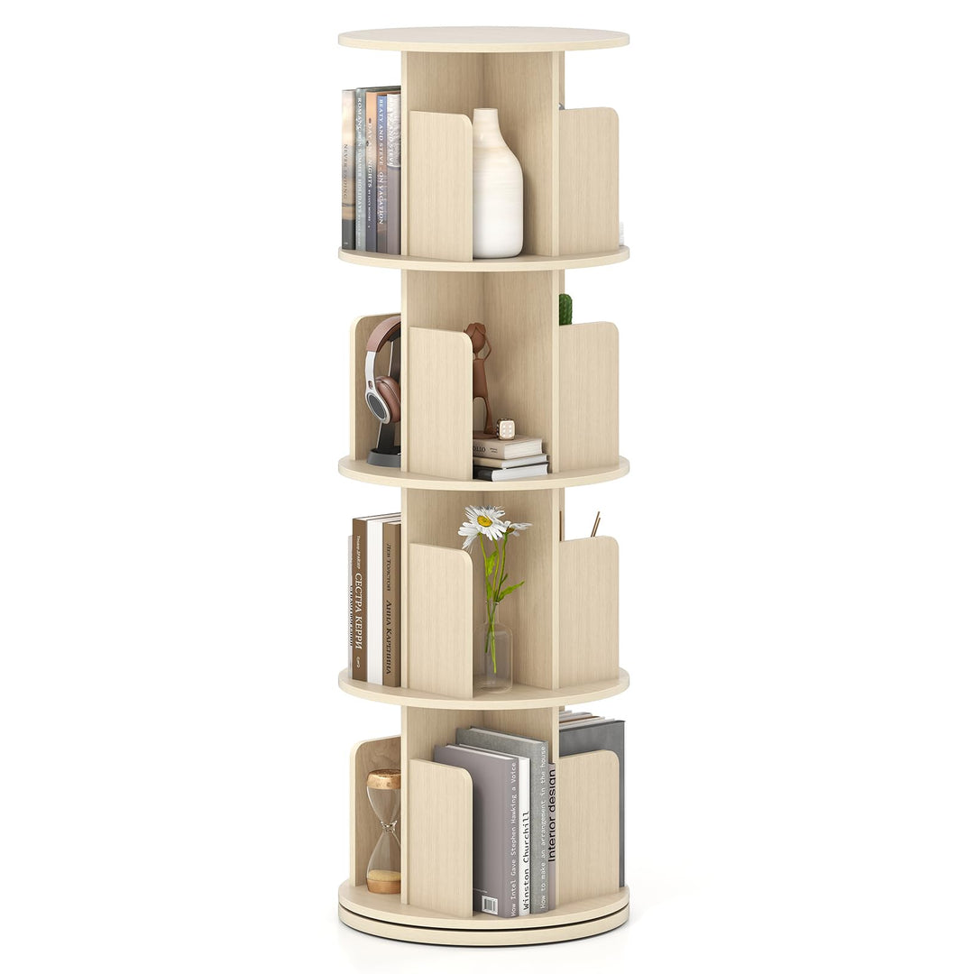 Giantex 4-Tier Rotating Bookshelf 360° Display Rack w/Dividers &amp; Anti-Falling Baffles