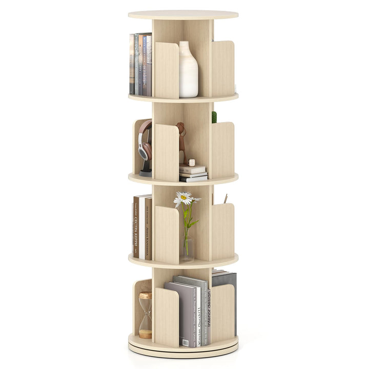Giantex 4-Tier Rotating Bookshelf 360° Display Rack w/Dividers &amp; Anti-Falling Baffles