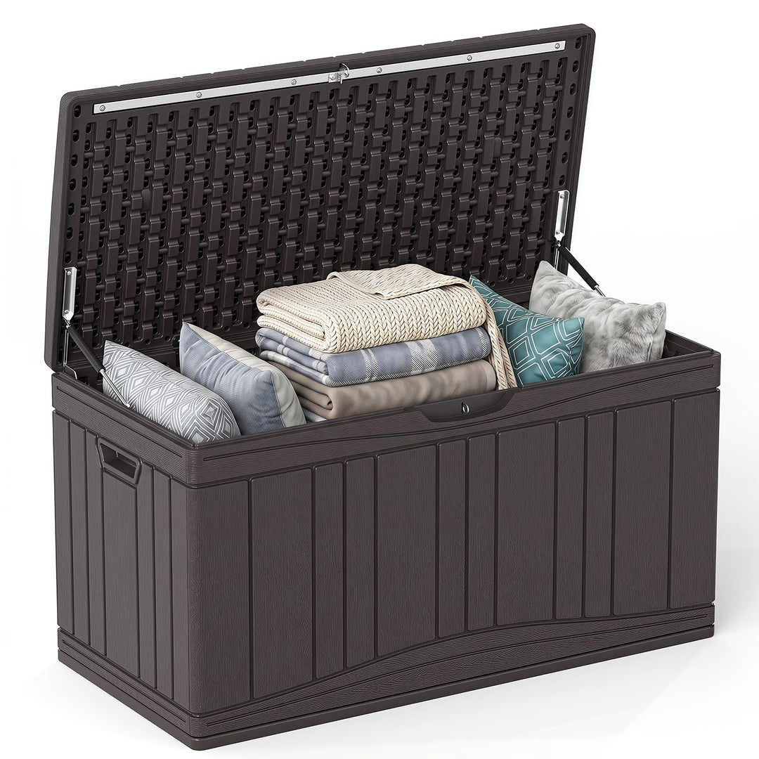 Giantex 80 Gallon Patio HDPE Storage Bin with Gas Struts &amp; Lock-Compatible Lid