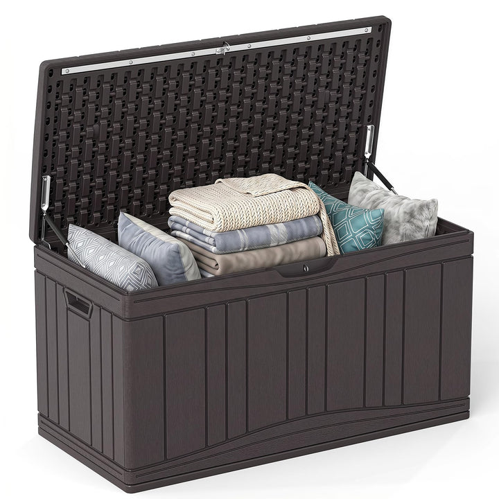 Giantex 80 Gallon Patio HDPE Storage Bin with Gas Struts &amp; Lock-Compatible Lid