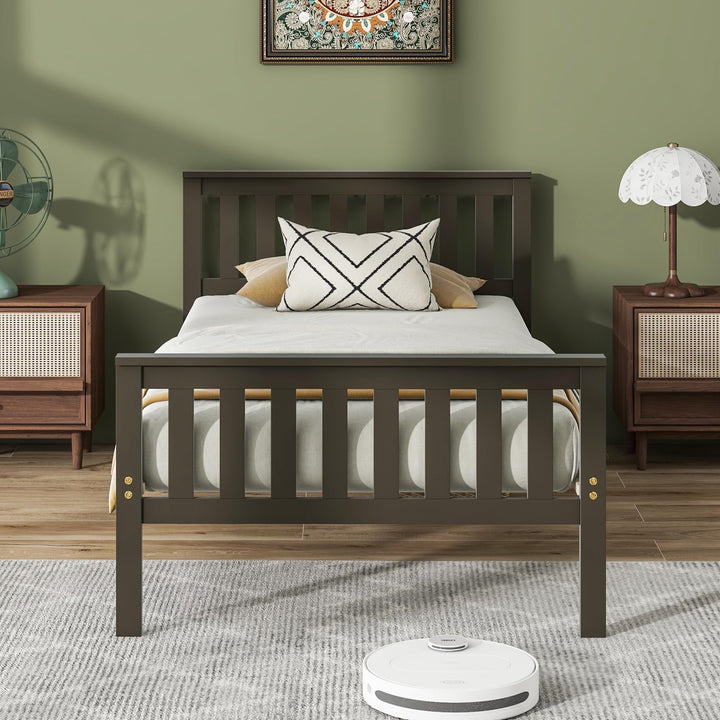Giantex Queen/Full/Twin Size Wood Bed Frames with Headboard, Mid Century Platform Bed with Wooden Slats Support