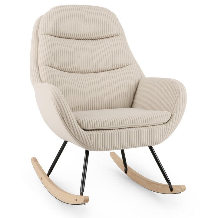 Giantex Upholstered Rocking Chair Nursery Glider Rocker with Padded Backrest and Seat