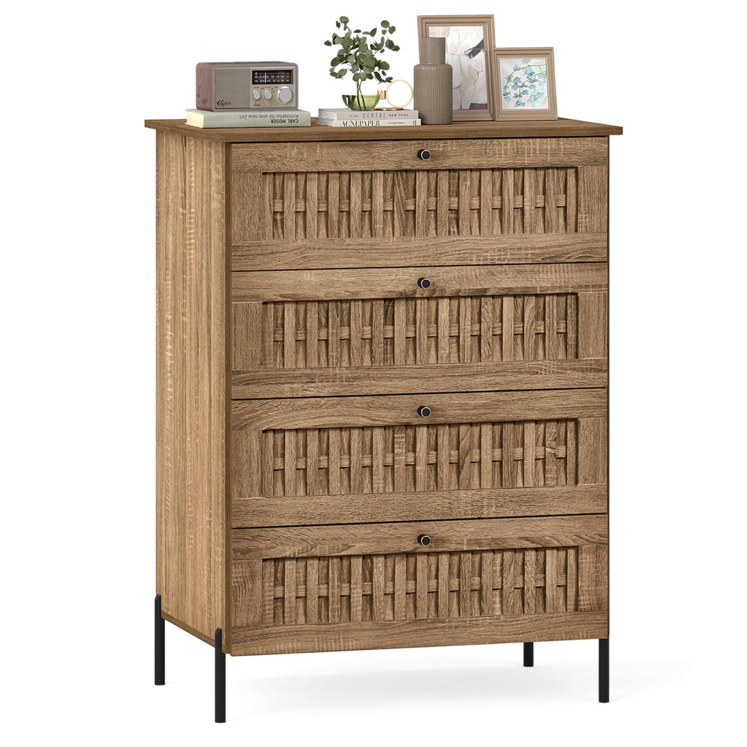 Giantex 4-Drawer Dresser with Interlocking Mechanism and Metal Legs for Bedroom