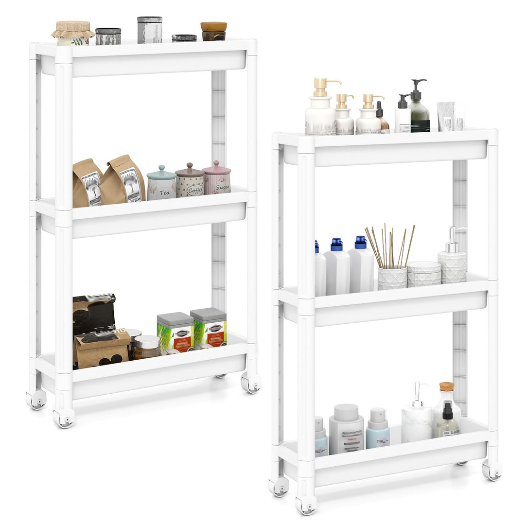 Giantex 2-Pack 3-Tier Slim Rolling Storage Cart