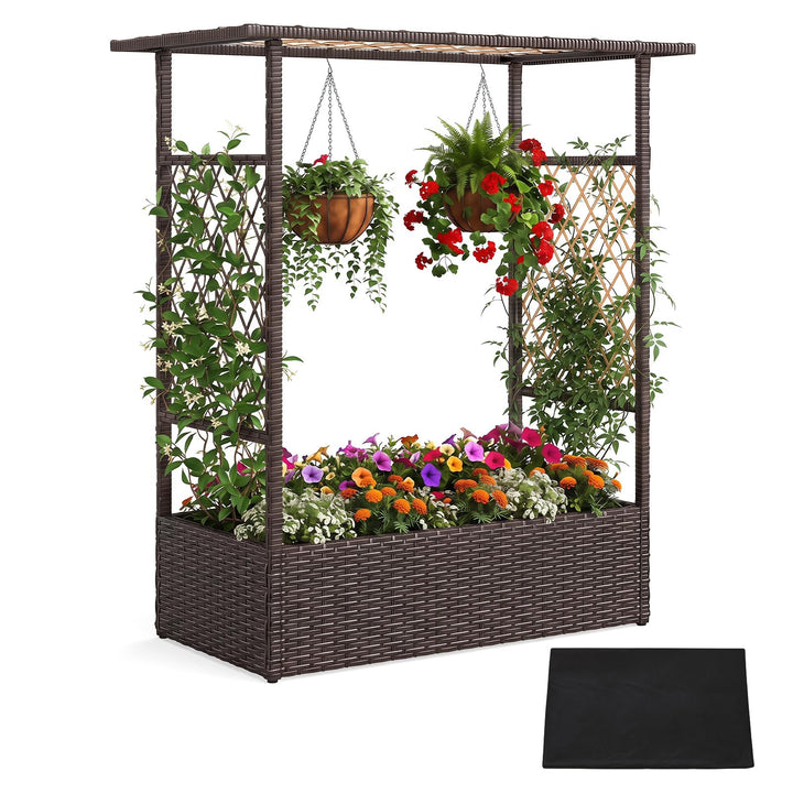 Giantex Raised Garden Bed with Trellis &amp; Hanging Roof