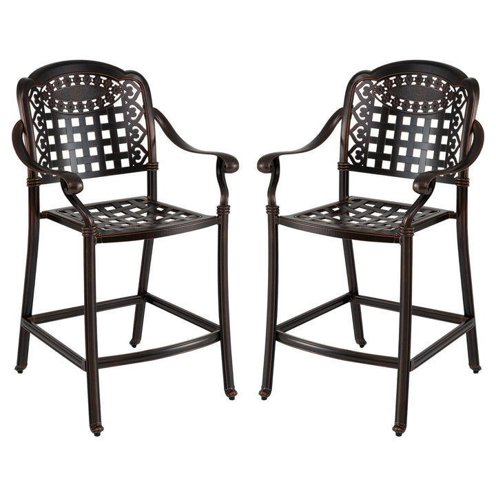 Giantex Outdoor Bar Stools Set of 2/4 Cast Aluminum