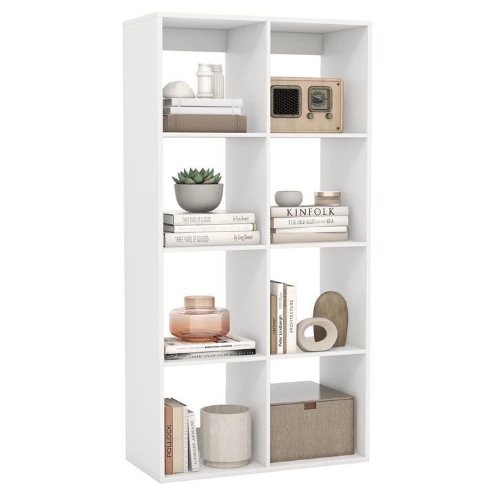 Giantex 8-Cube Bookcase, White Cubby Bookshelf w/Back Guardrail &amp; Anti-Tipping Kits