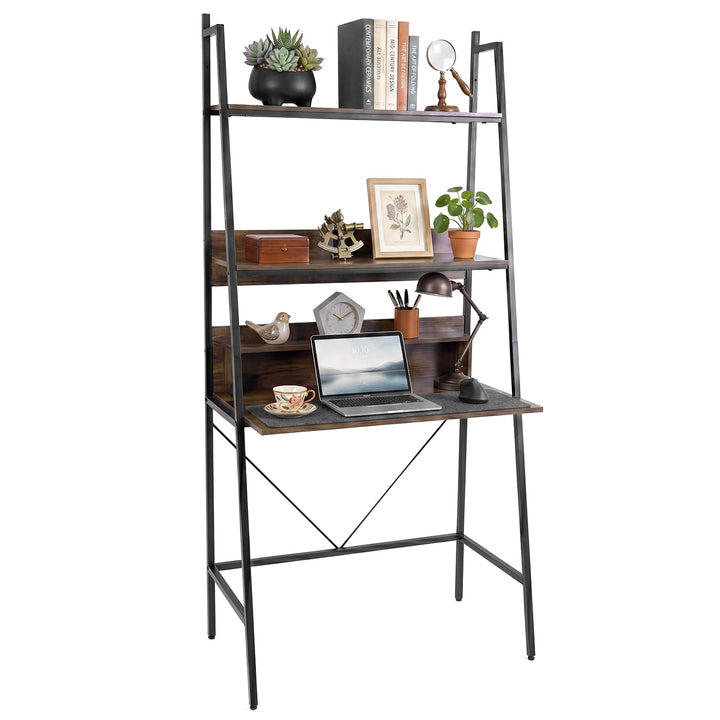 Giantex 3-Tier Ladder Computer Desk | Bookcase Stand Shelf with Storage Shelves and Metal Frame