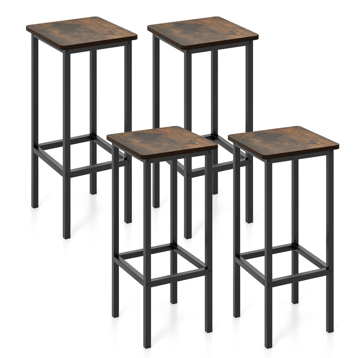 Giantex Bar Stools Set of 4, 26" Backless Barstools with Metal Legs &amp; Footrest, Breakfast Bar Dining Chairs