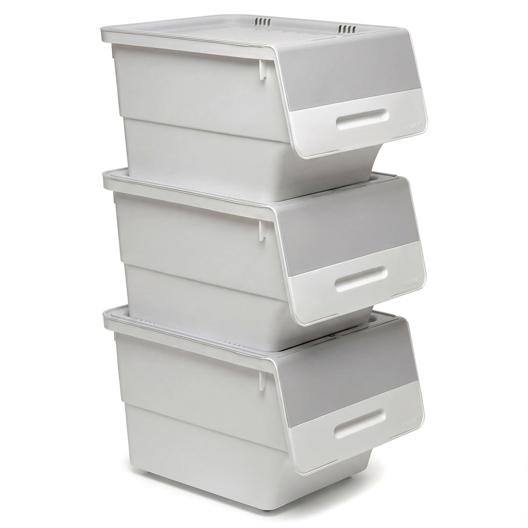 Giantex Plastic Stackable Storage Bins with Lids &amp; Wheels