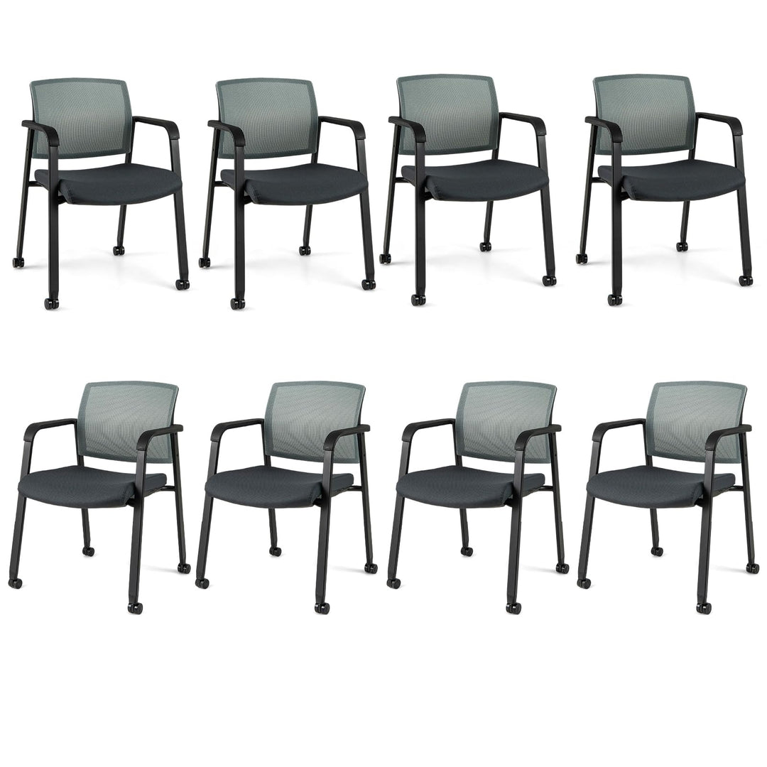 Giantex Waiting Room Chair Set, Rolling Office Desk Chairs with PU Wheels (2 / 4 / 6 / 8 / 10 / 12 Pack Options)