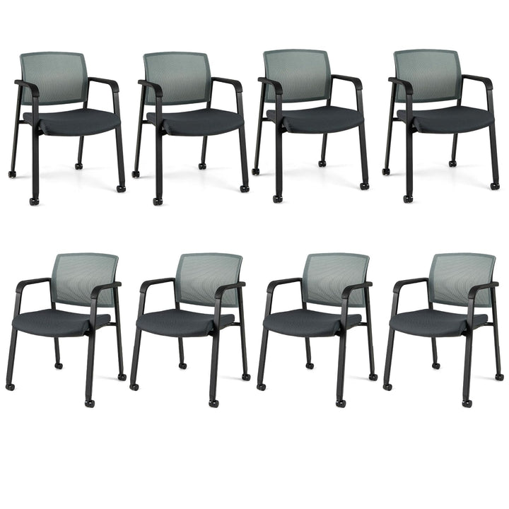 Giantex Waiting Room Chair Set, Rolling Office Desk Chairs with PU Wheels (2 / 4 / 6 / 8 / 10 / 12 Pack Options)