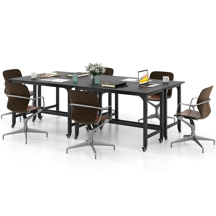 Giantex Conference Table, 48" Rectangular Mobile Meeting Room Desk with Removable Storage Bag &amp; 2 Hanging Hooks