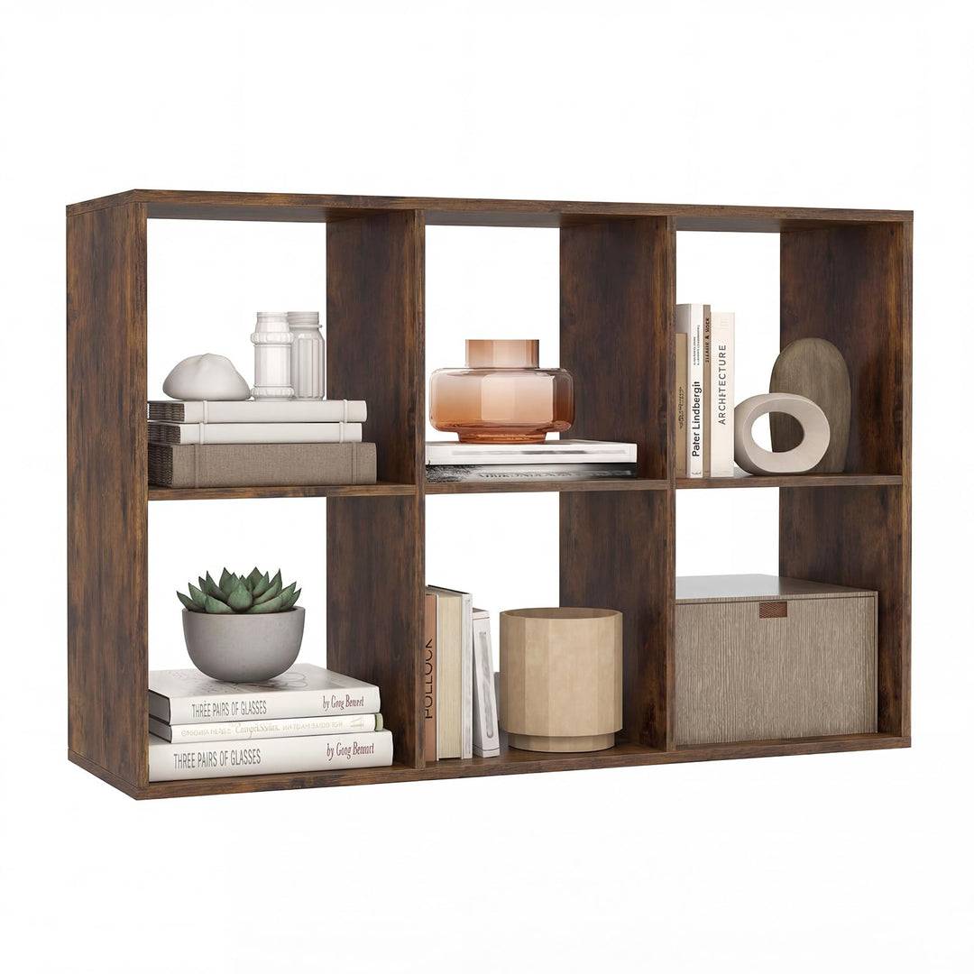 Giantex 6-Cube Bookcase, White Cubby Bookshelf w/Back Guardrail &amp; Anti-Tipping Kits