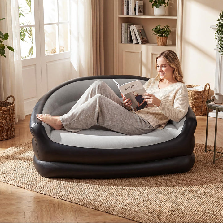 Giantex Inflatable Loveseat Couch Portable &amp; Foldable 2-Seater Air Sofa(1/2)