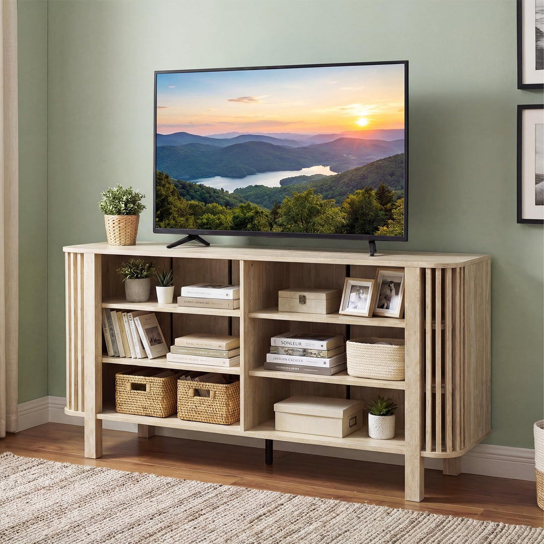 Giantex 59" TV Stand for TVs Up to 55 Inches | Modern Entertainment Center with Adjustable Shelves