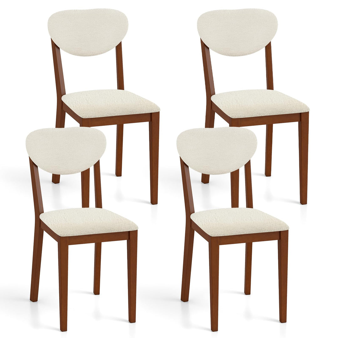Giantex Sherpa Dining Chairs Set of 4 Modern Kitchen Chair w/Rubber Wood Legs